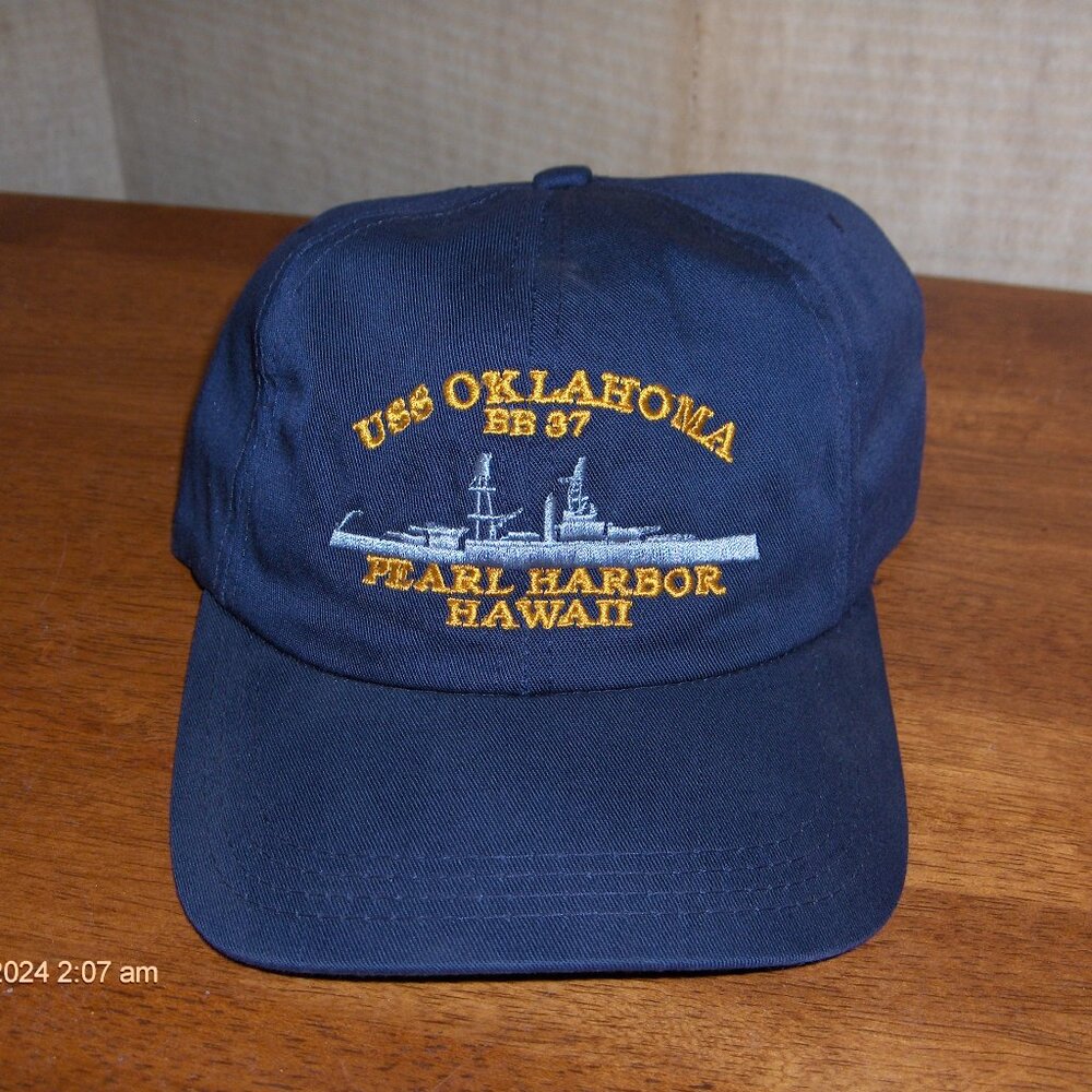 USS Oklahoma BB 37 Cap, Size Adjustable. Never Worn